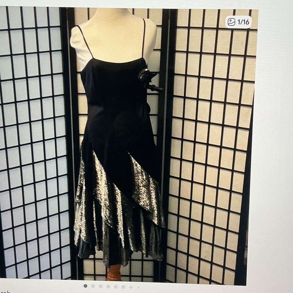 Black Slip Dress with Silver Sequin Panels